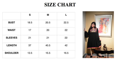 size chart for black frock